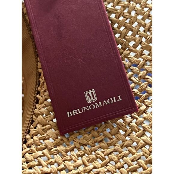 NWT $125 Bruno Magli Logo Open Weave Ribbon Band Paper Fedora Sun Hat unisex - Picture 14 of 15